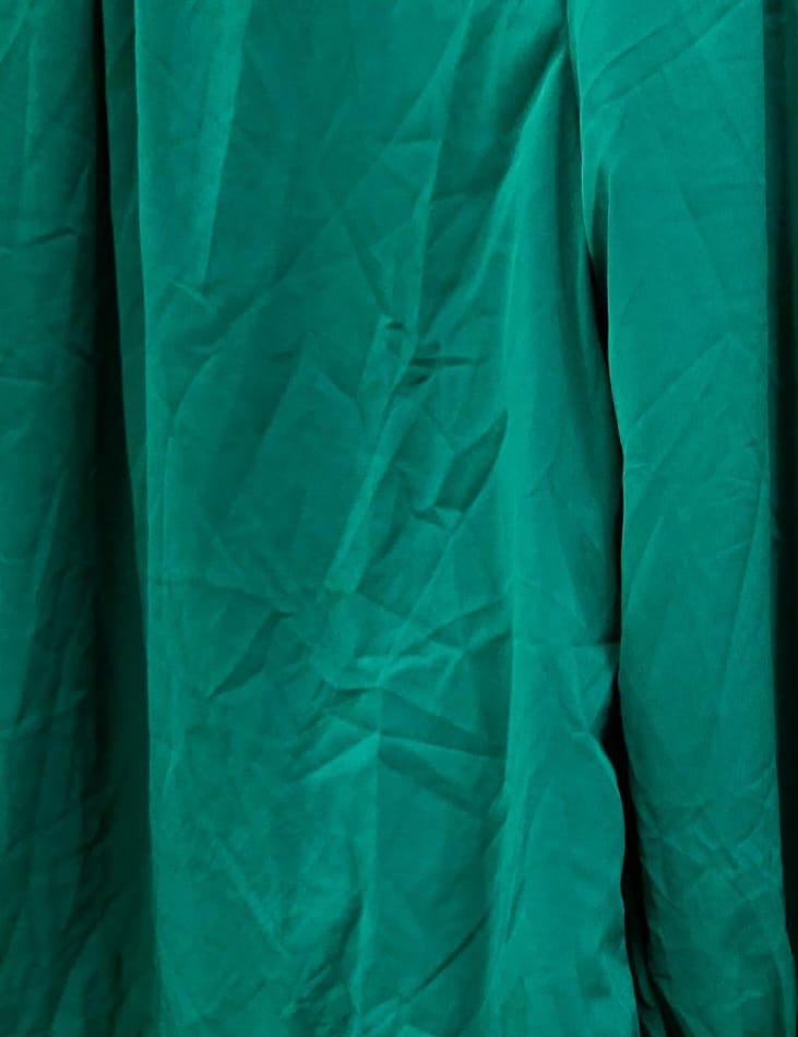 Women's Emerald Green Long Sleeve Gathered Neck Blouse