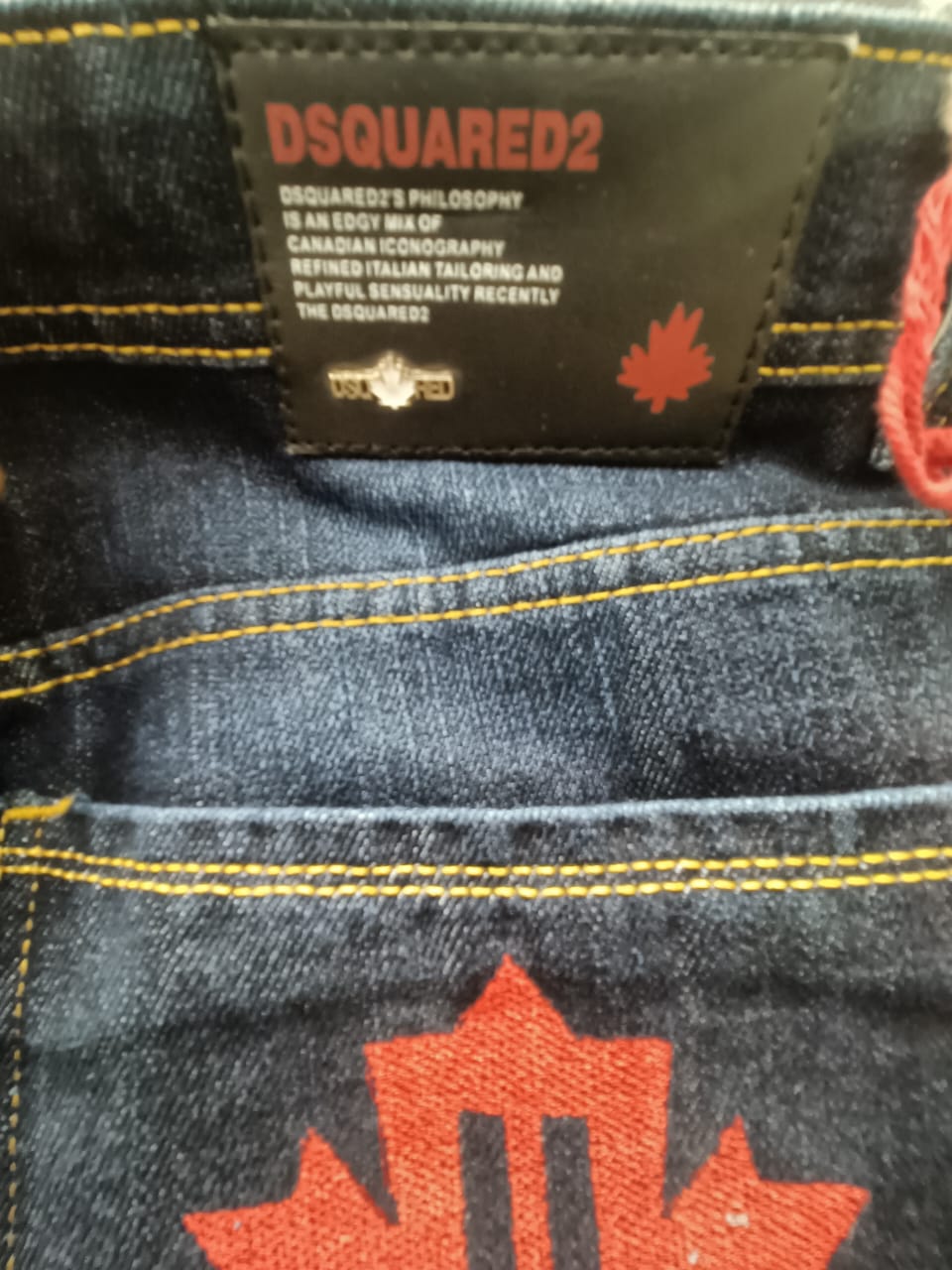 DSQUARED2 Men's Dark Blue Denim Jeans with Maple Leaf Logo