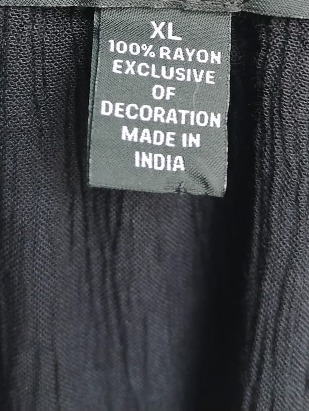 INC Black Rayon Long Sleeve Blouse with Eyelet Detail