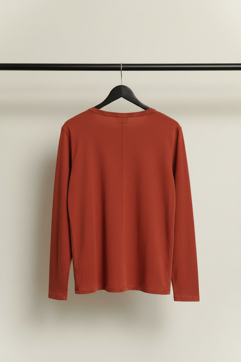 Zara Rust Long Sleeve Round Neck Top