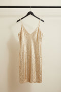 Gold Sequin Spaghetti Strap Bodycon Mini Dress