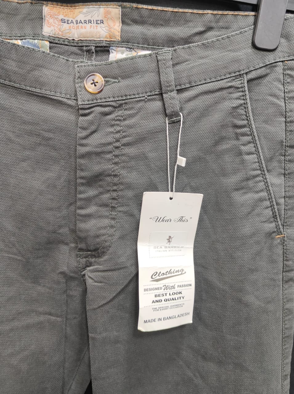 Men's Sea Barrier Modern Fit Olive Green Chinos