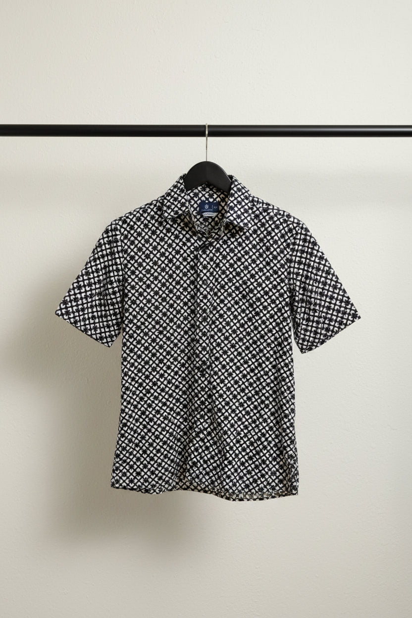 Bulan Bintang Men's Relaxed Fit Short Sleeve Patterned Shirt