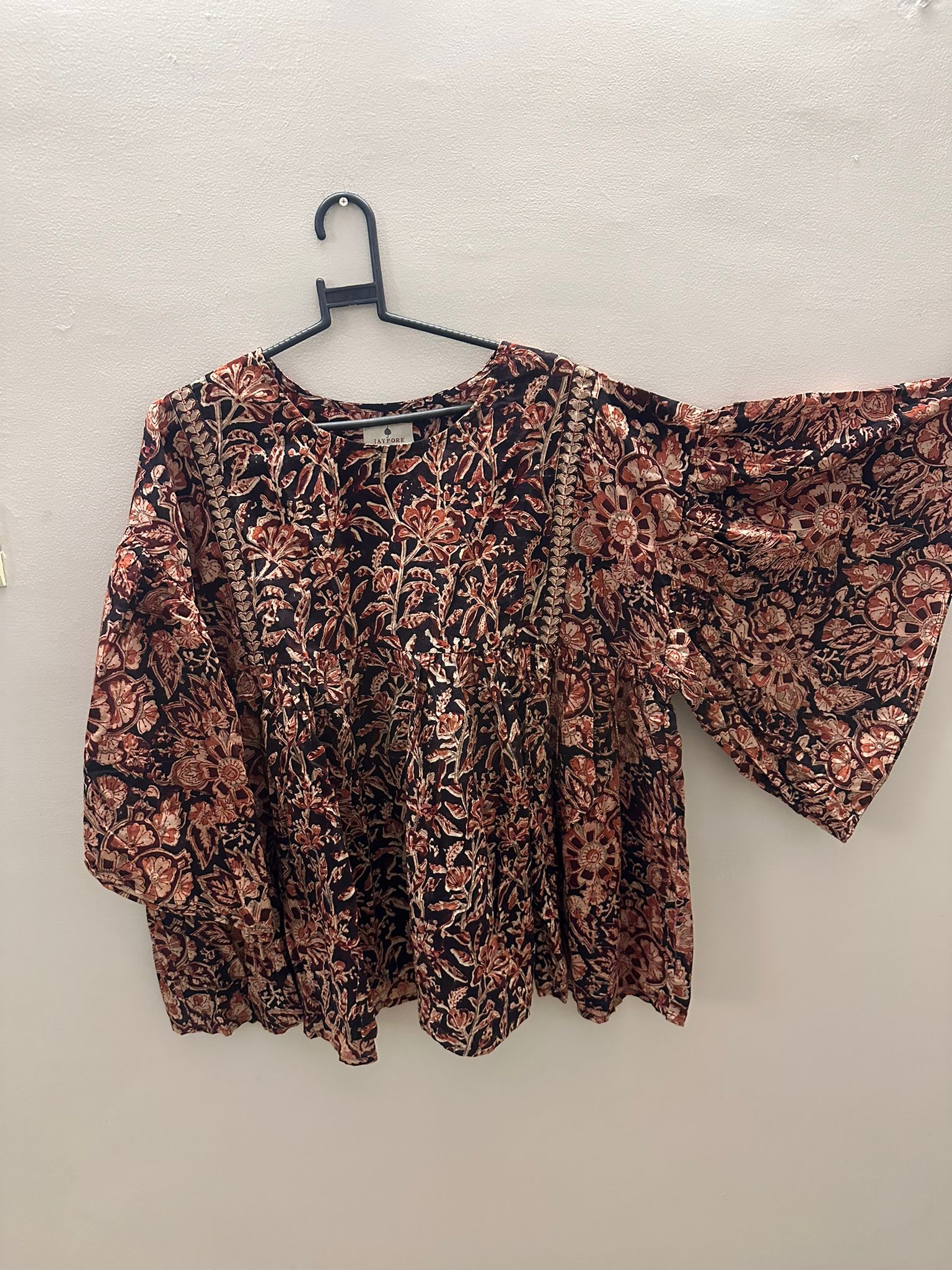 Jaypore Multicolor Printed Bell Sleeve Top
