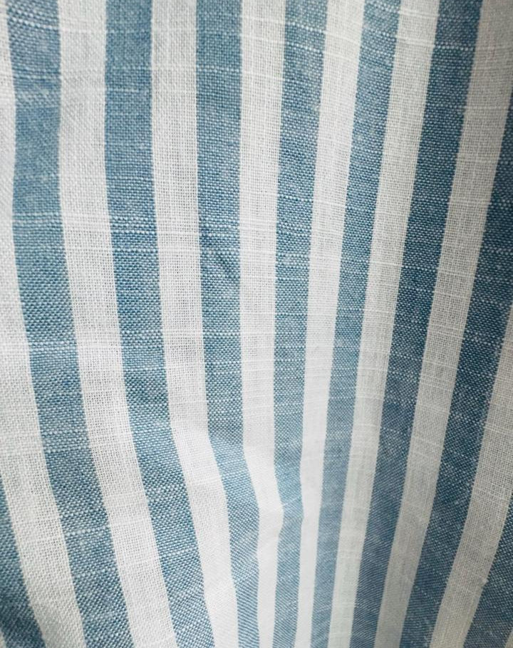 M:DOT Men's Blue and White Striped Long Sleeve Casual Shirt
