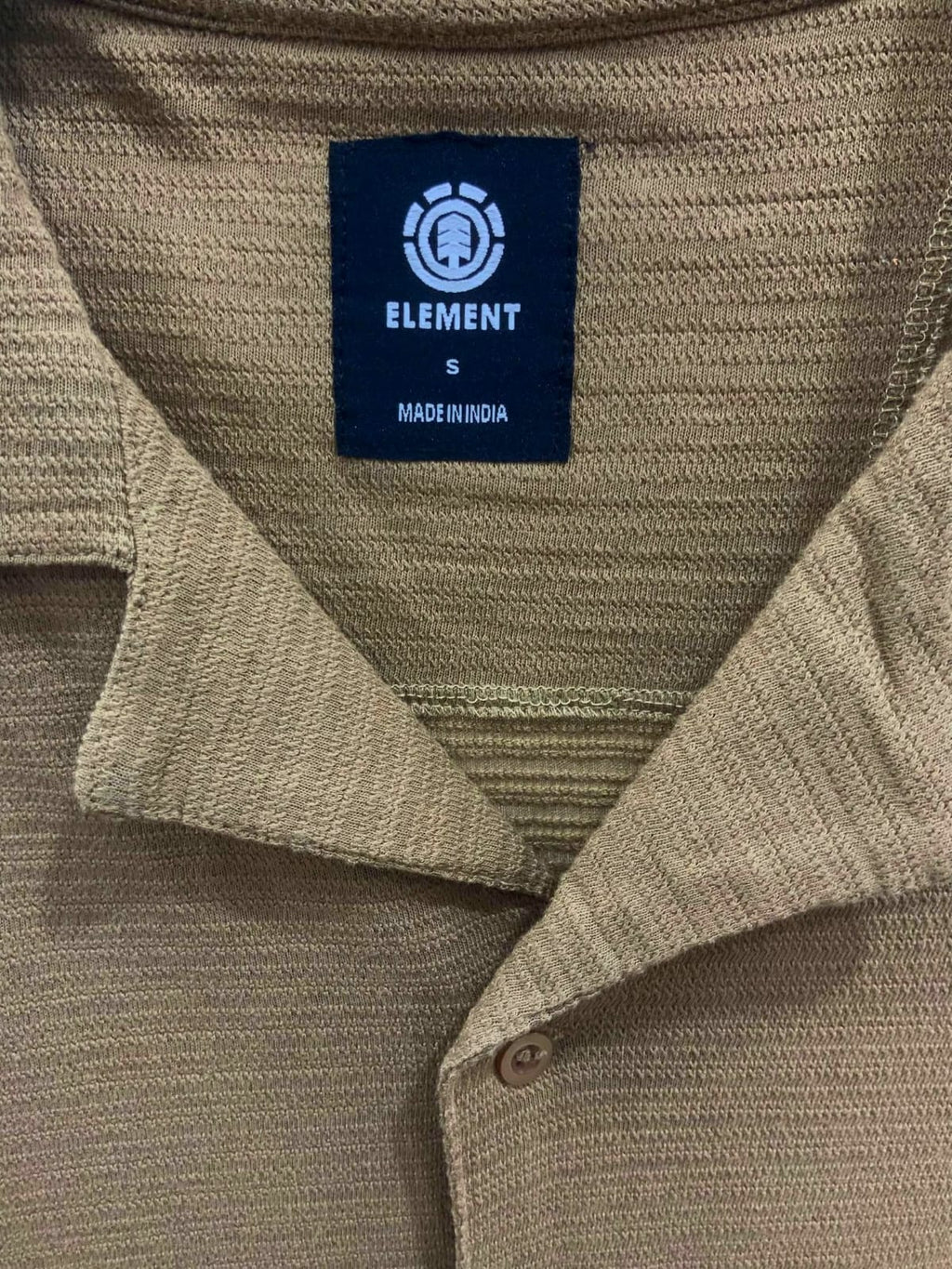 Men's Element Tan Textured Short Sleeve Collared Shirt