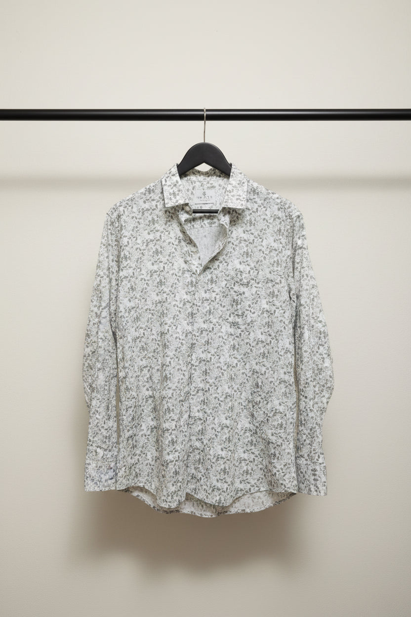 Men's White & Green Printed Casual Shirt by NORTH STUDIO