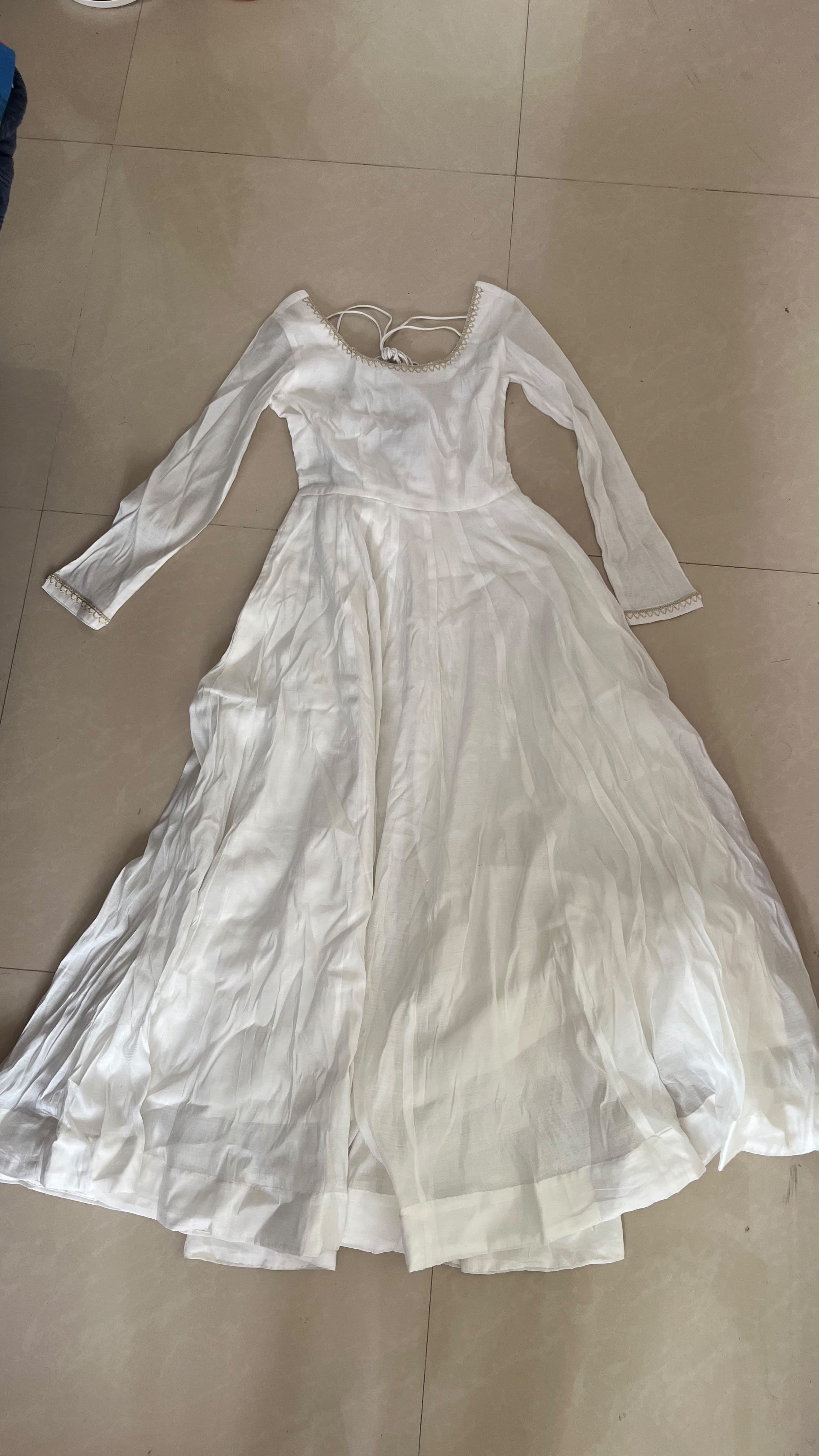 Indian Virasat White Anarkali Kurta Set with Dupatta and Pants