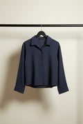 Women's Black Long Sleeve Collared Blouse