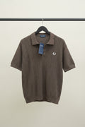 Fred Perry Men's Brown Cable Knit Polo Shirt