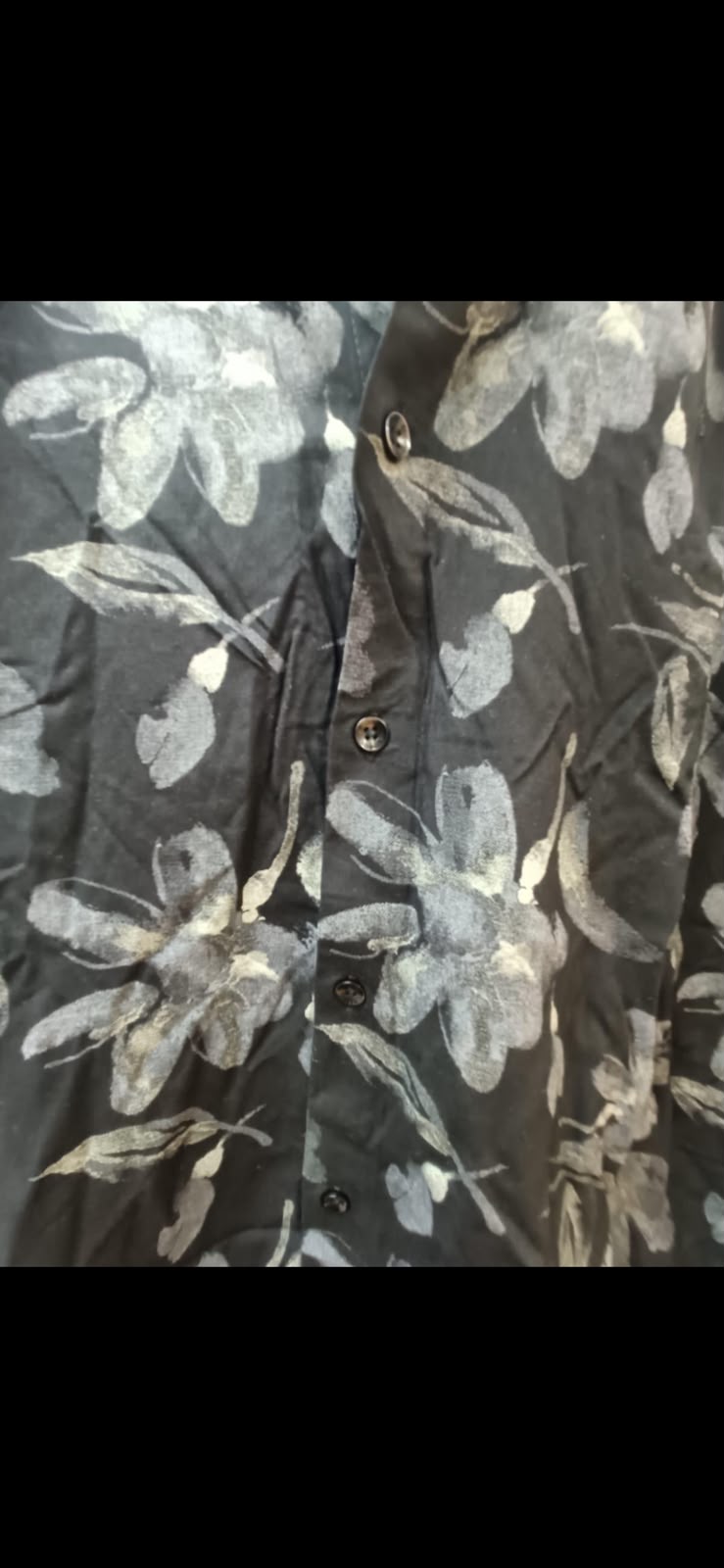 Men's Black Floral Print Long Sleeve Casual Shirt