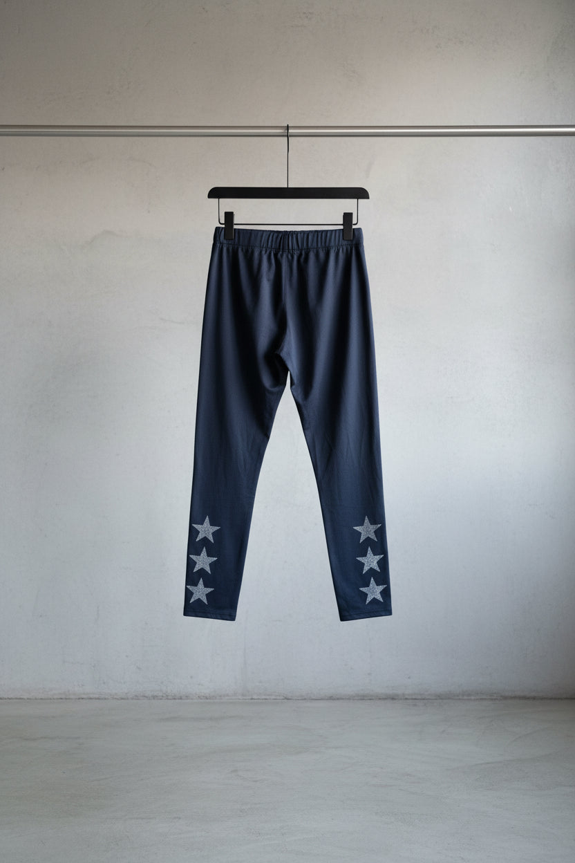 MYDREAMSTORE Women's Dark Blue Star Print Activewear Leggings, Size XL