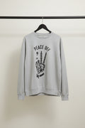 Lurking Class Unisex Grey "Peace Off" Skeleton Hand Graphic Sweatshirt