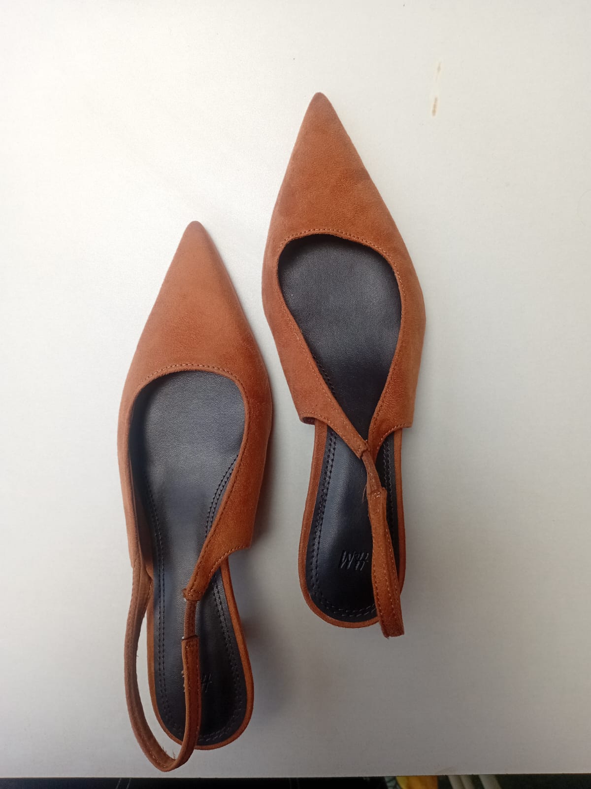 H&M Women's Brown Suede Pointed Toe Slingback Heels