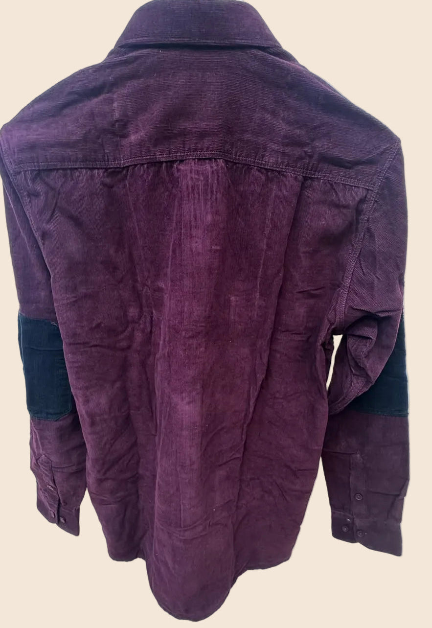 Men's Maroon Corduroy Full Sleeve Shirt