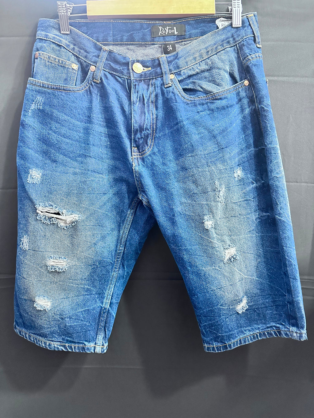 ReFuel Men's Blue Distressed Denim Shorts