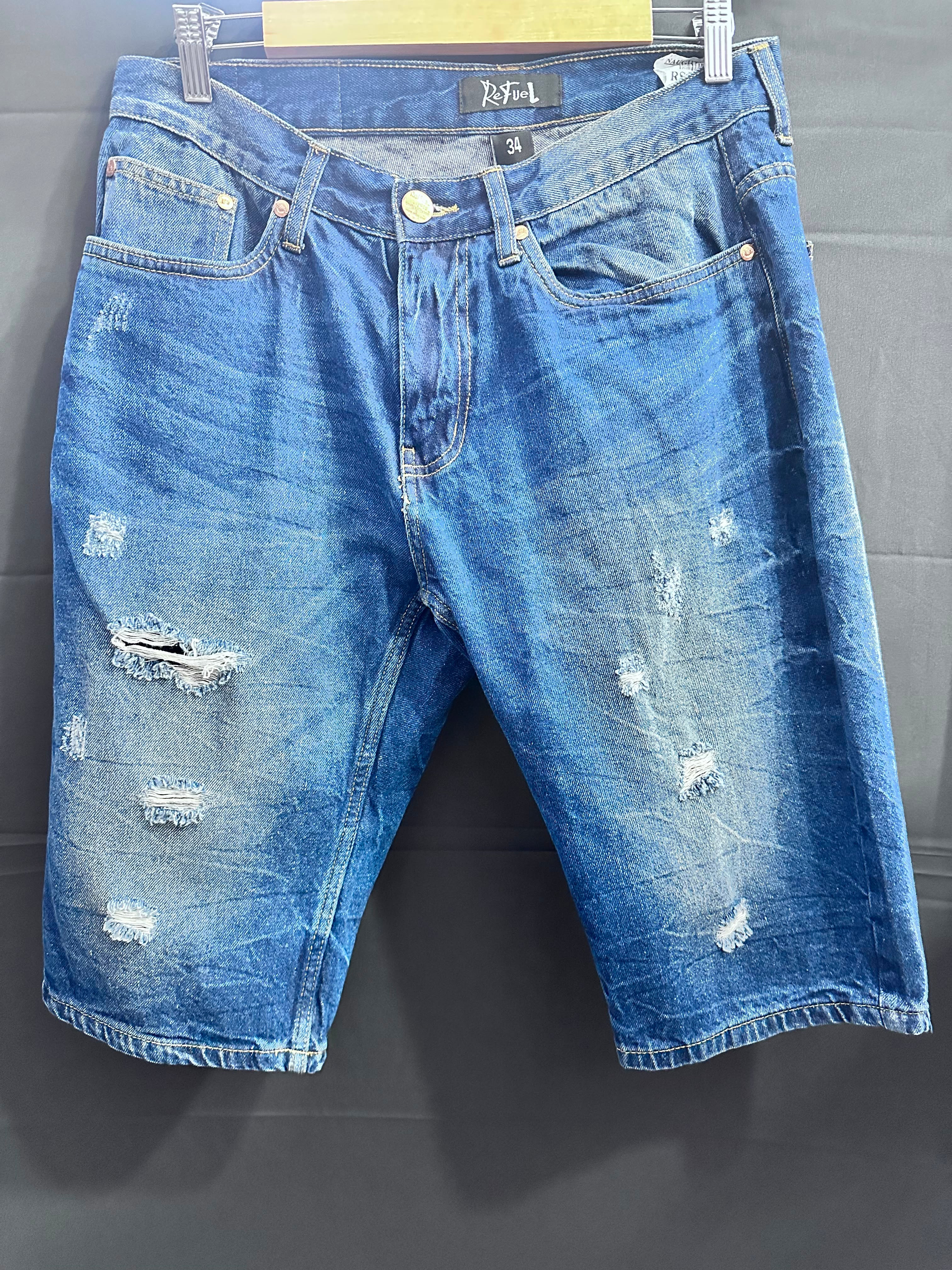 ReFuel Men's Blue Distressed Denim Shorts