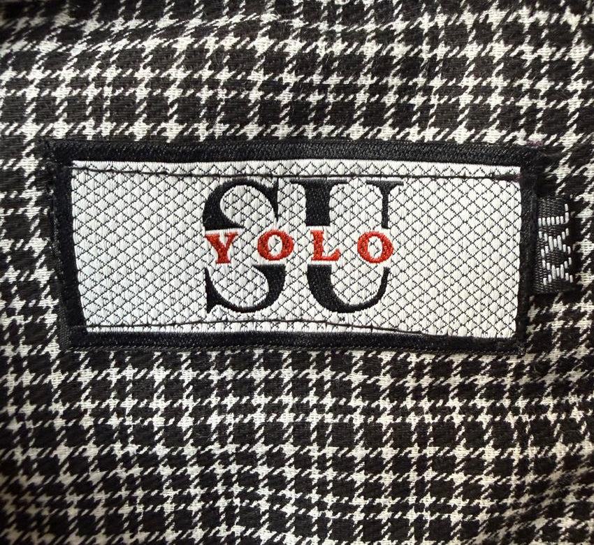 SU YOLO Men's Black & White Checkered Long Sleeve Button-Down Shirt