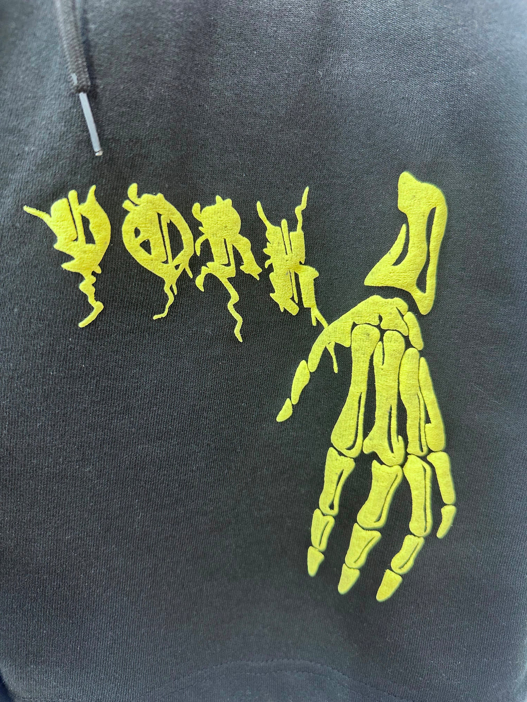 Black Graphic Skeleton Hand Drawstring Shorts