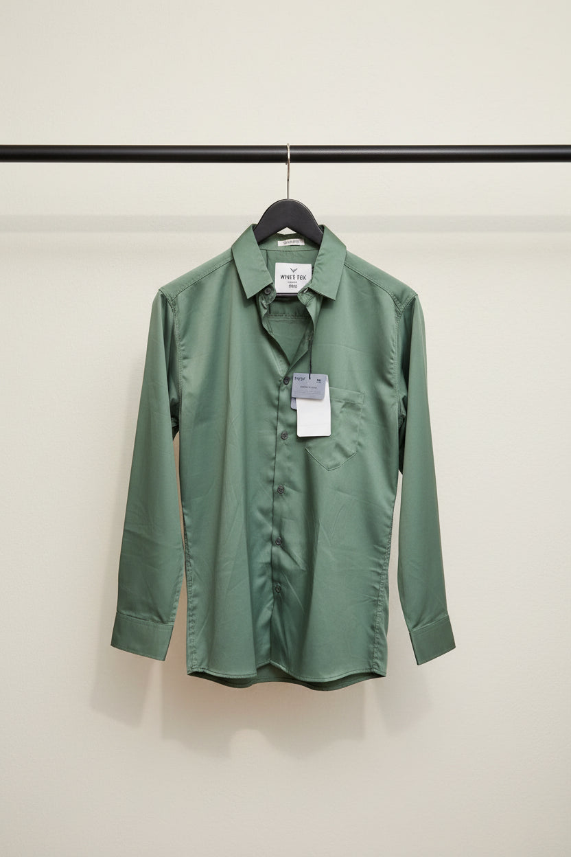 White Fox Men's Green Full Sleeve Casual Shirt