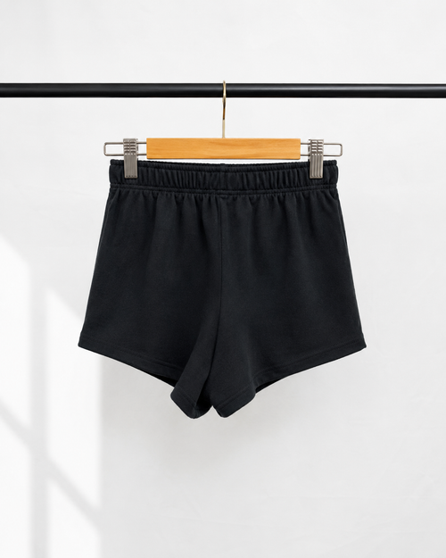 ATTIRE HUB Women's Black Ribbed Knit Casual Shorts