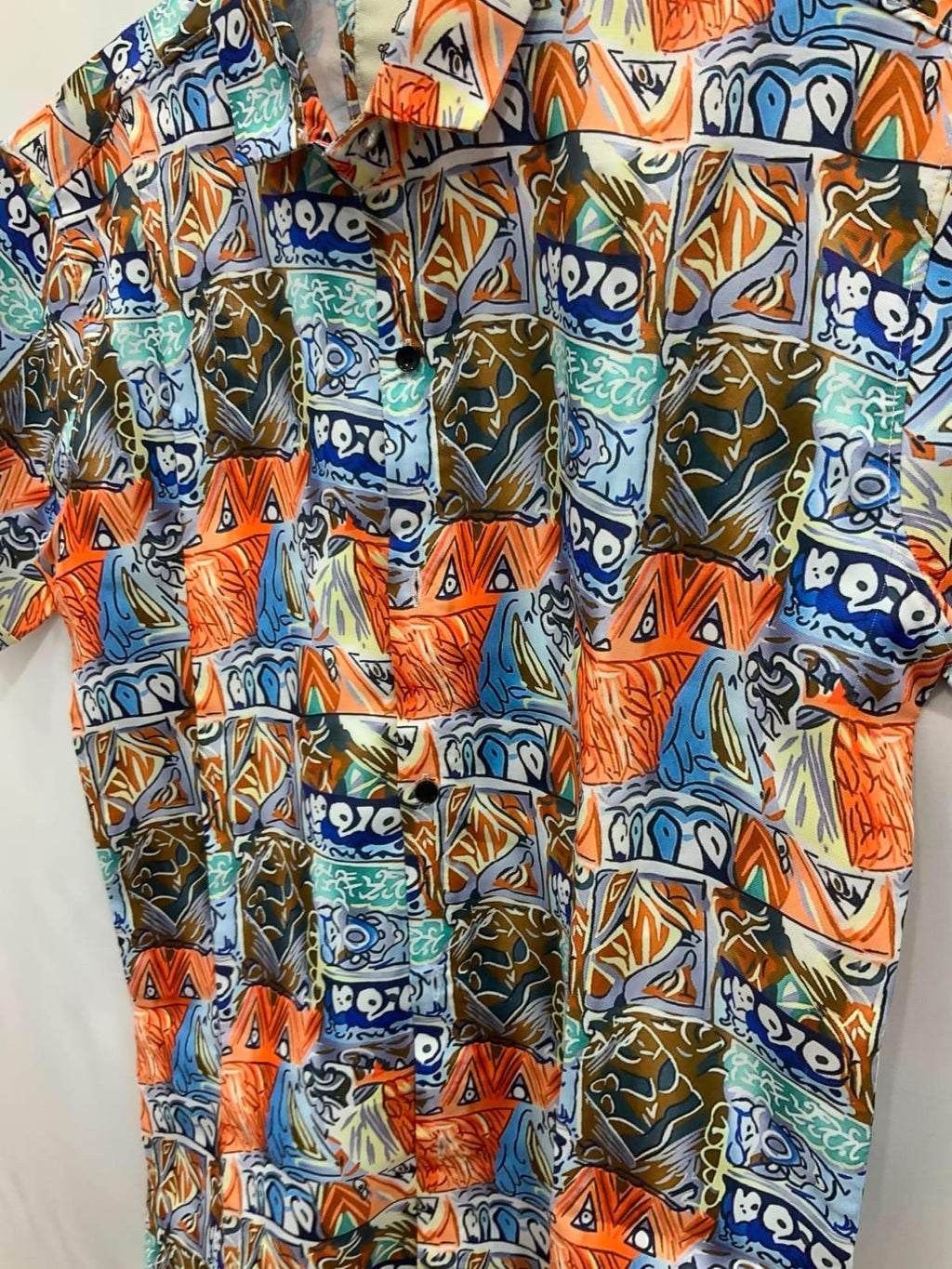 Men's Multicolor Abstract Print Short Sleeve Casual Shirt by HAND CUFFS