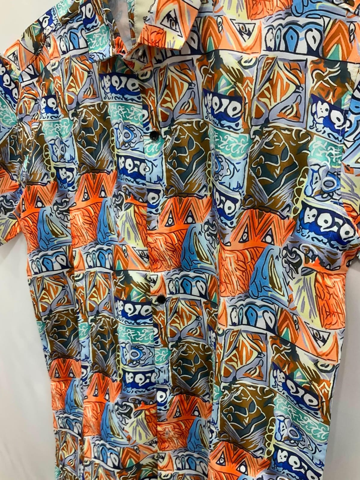 Men's Multicolor Abstract Print Short Sleeve Casual Shirt by HAND CUFFS