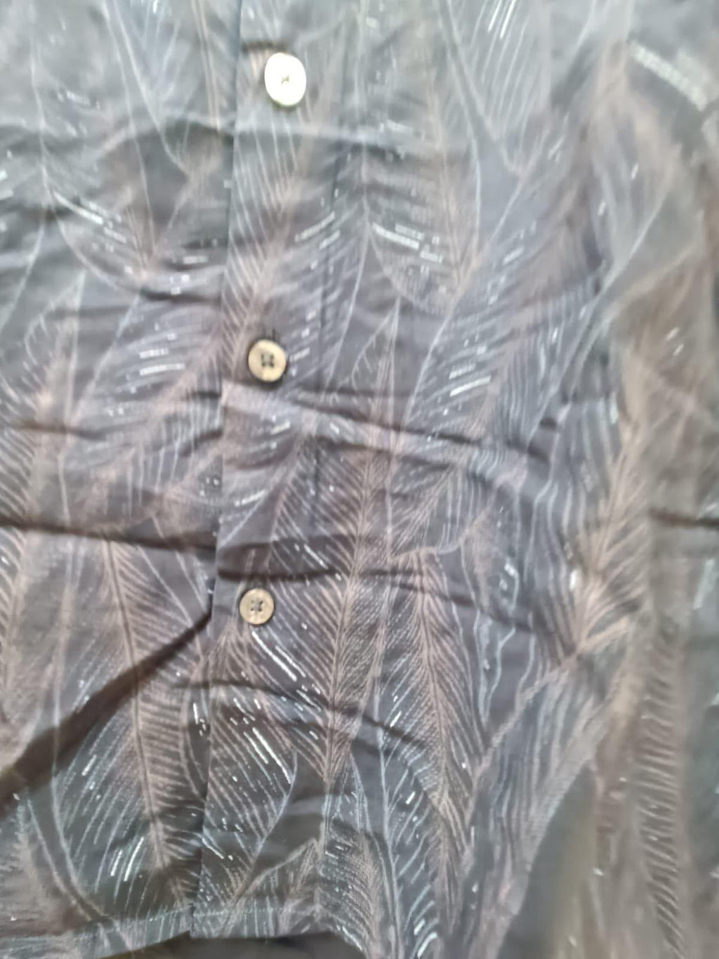Men's Navy Blue Feather Print Cotton Casual Shirt