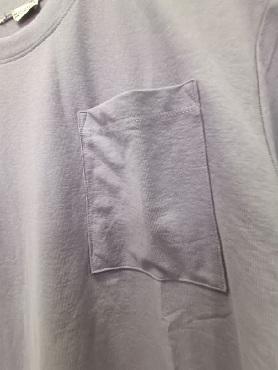 Lavender Crew Neck Pocket T-shirt