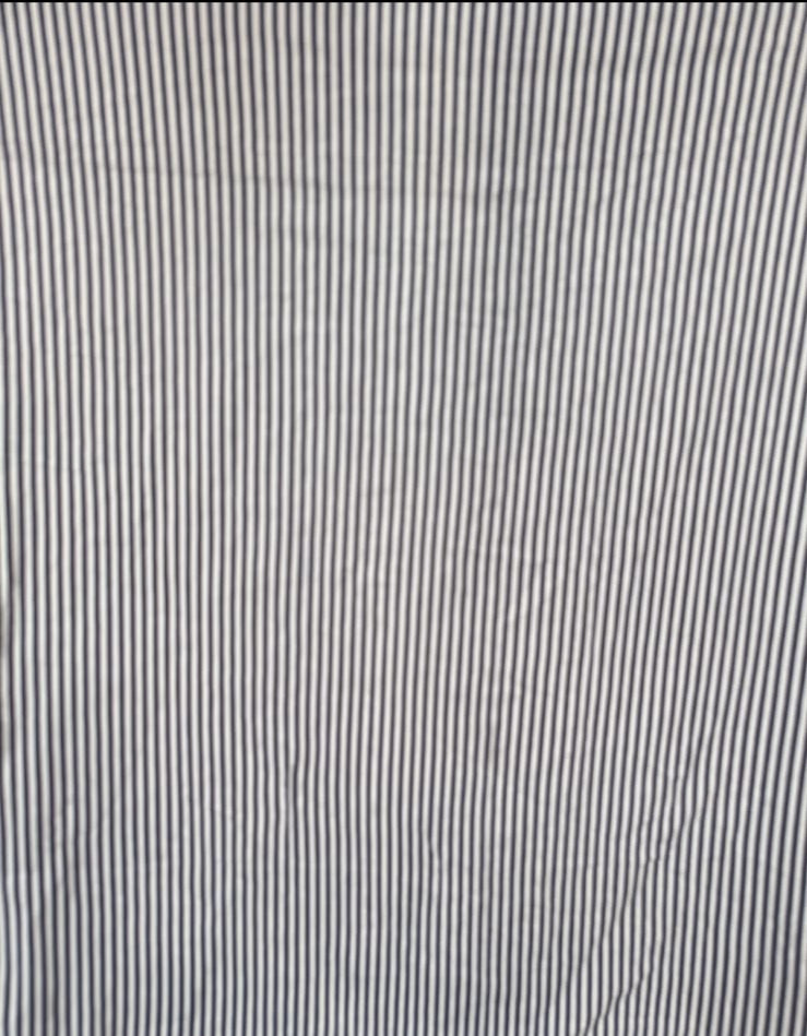 Black and White Striped Long Sleeve Button-Up Shirt