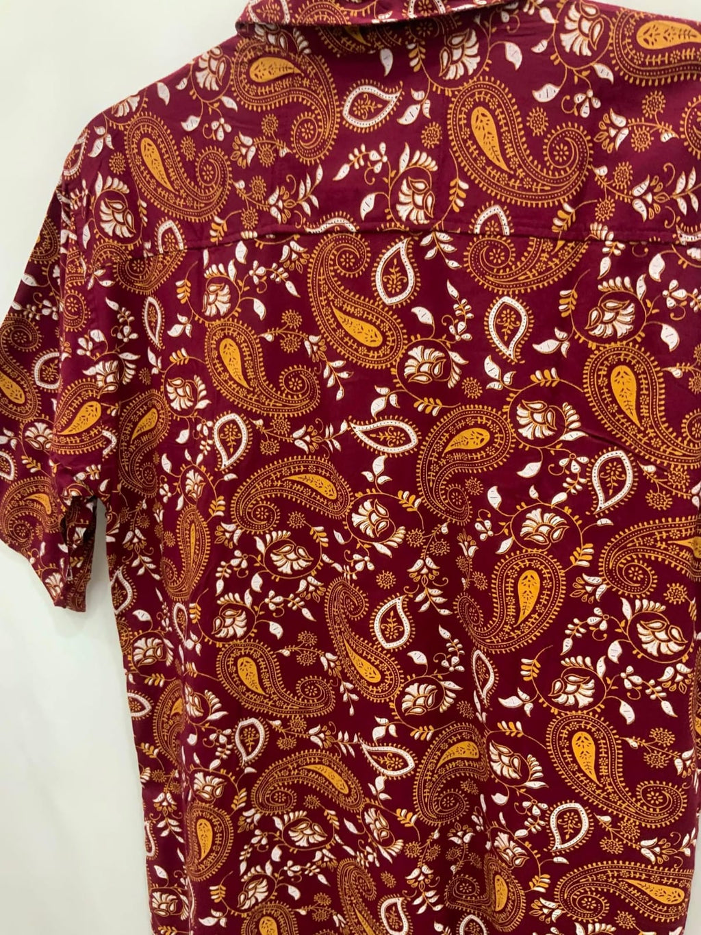 Grassland Men's Maroon Paisley Print Short Sleeve Casual Shirt