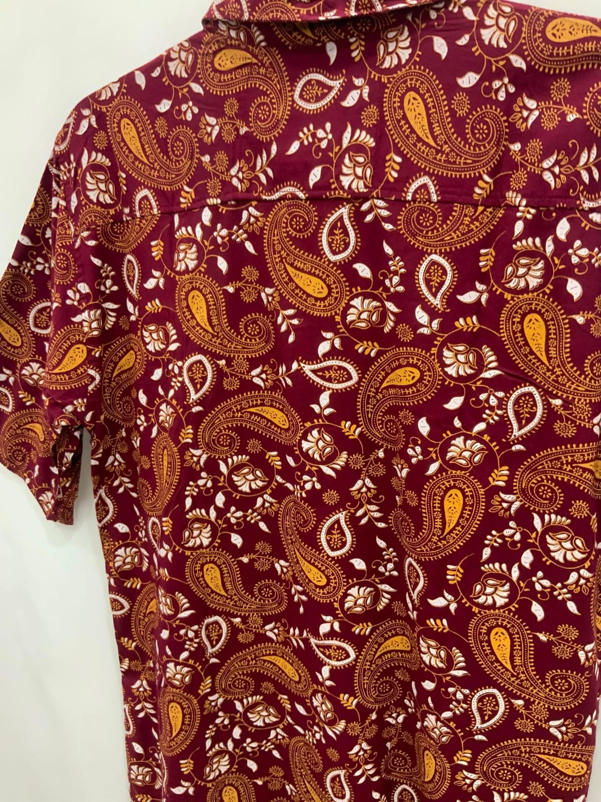 Grassland Men's Maroon Paisley Print Short Sleeve Casual Shirt