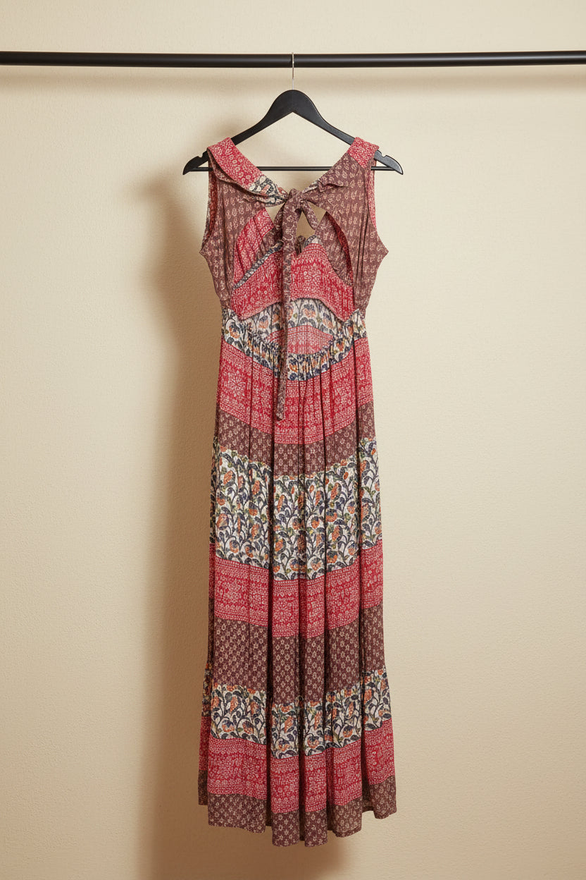 Women's Multicolor Printed Tiered Maxi Dress