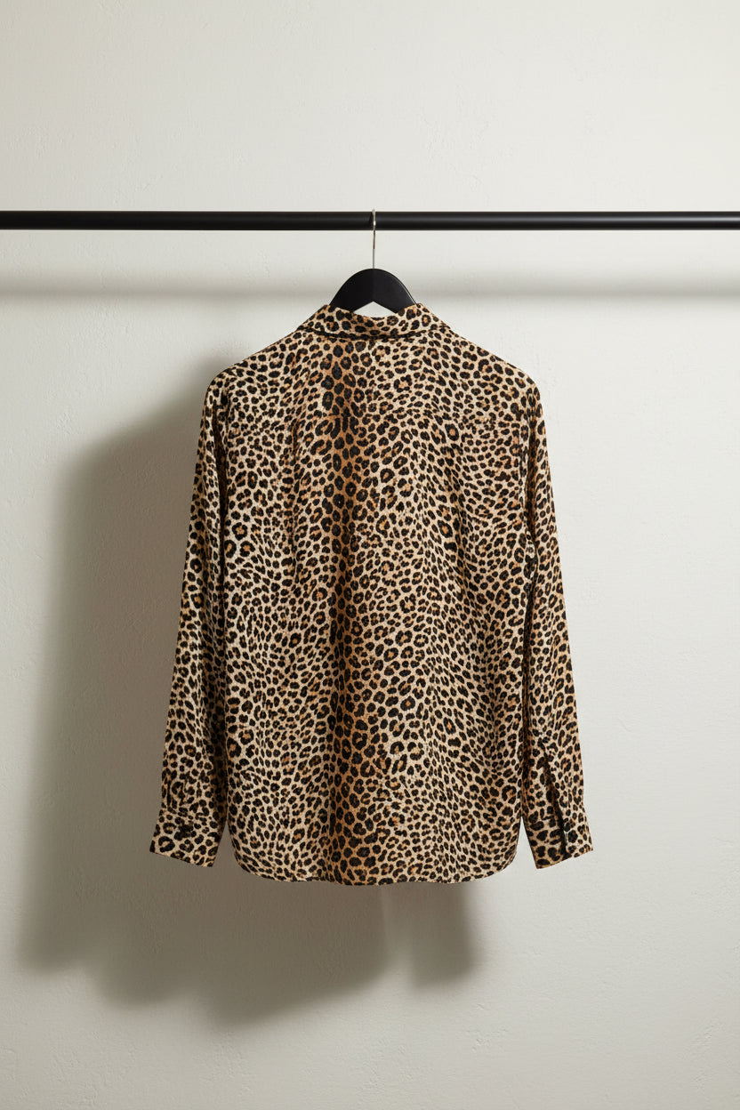 Leopard Print Long Sleeve Button-Up Shirt