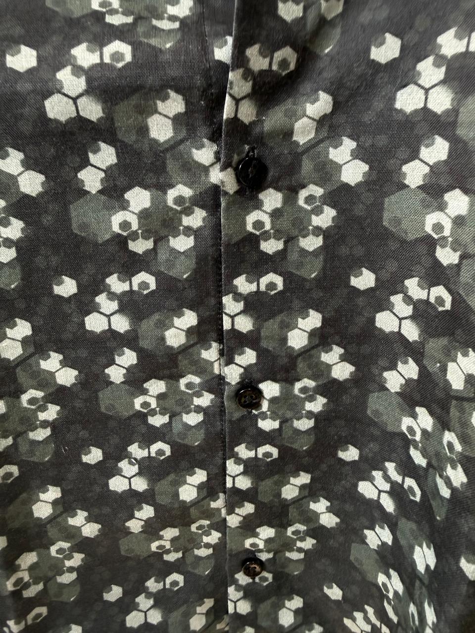 Red Water Men's Black Geometric Print Casual Shirt