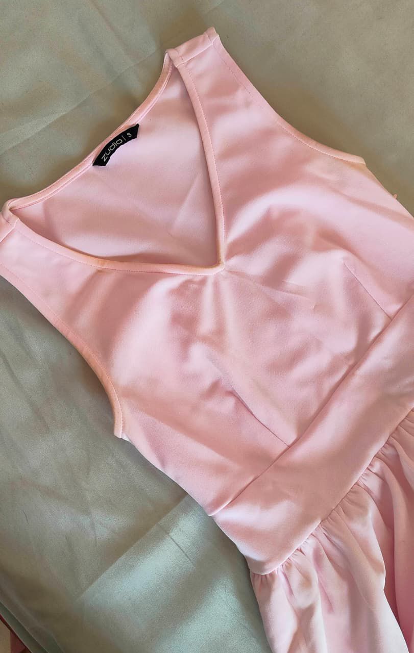 Zudio Pink Sleeveless V-Neck A-Line Mini Dress