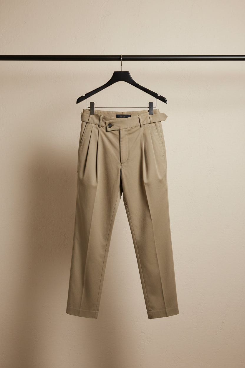 Dino Hunt Men's Beige Tailored Casual Trousers