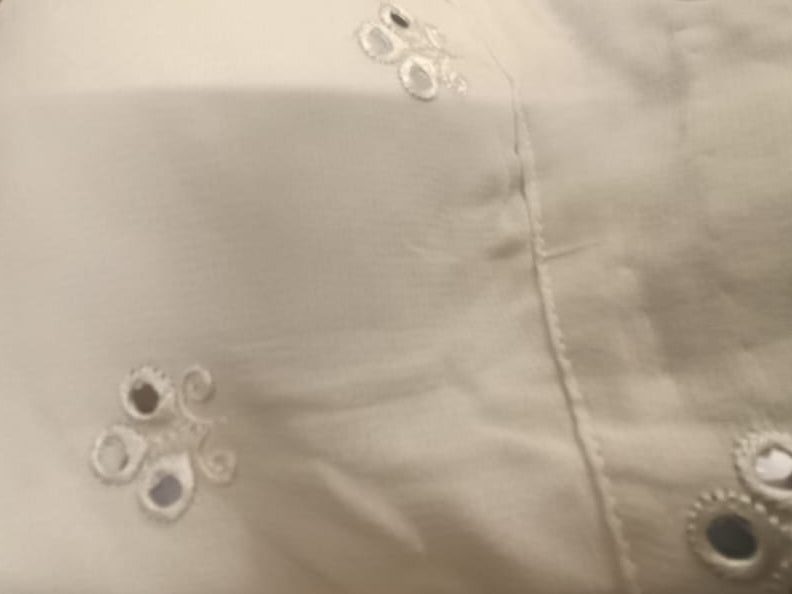 White Embroidered Halter Neck Crop Top with Mirror Work