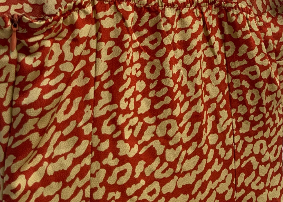 PRETTYLITTLETHING Red & Beige Animal Print Cami Midi Dress