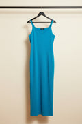 True Image Women's Sky Blue V-Neck Sleeveless Maxi Dress with Side Slit