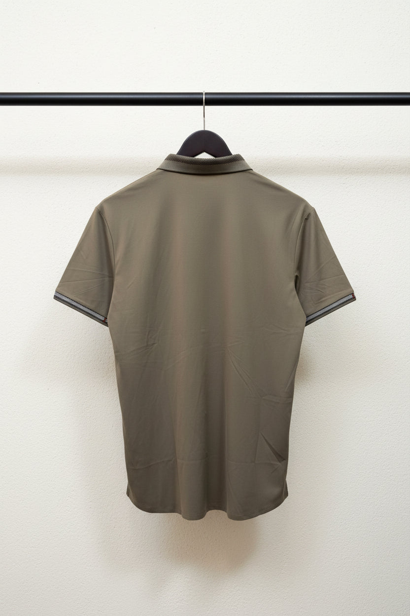 Burberry Men's Beige Short Sleeve Polo Shirt with Check Trim