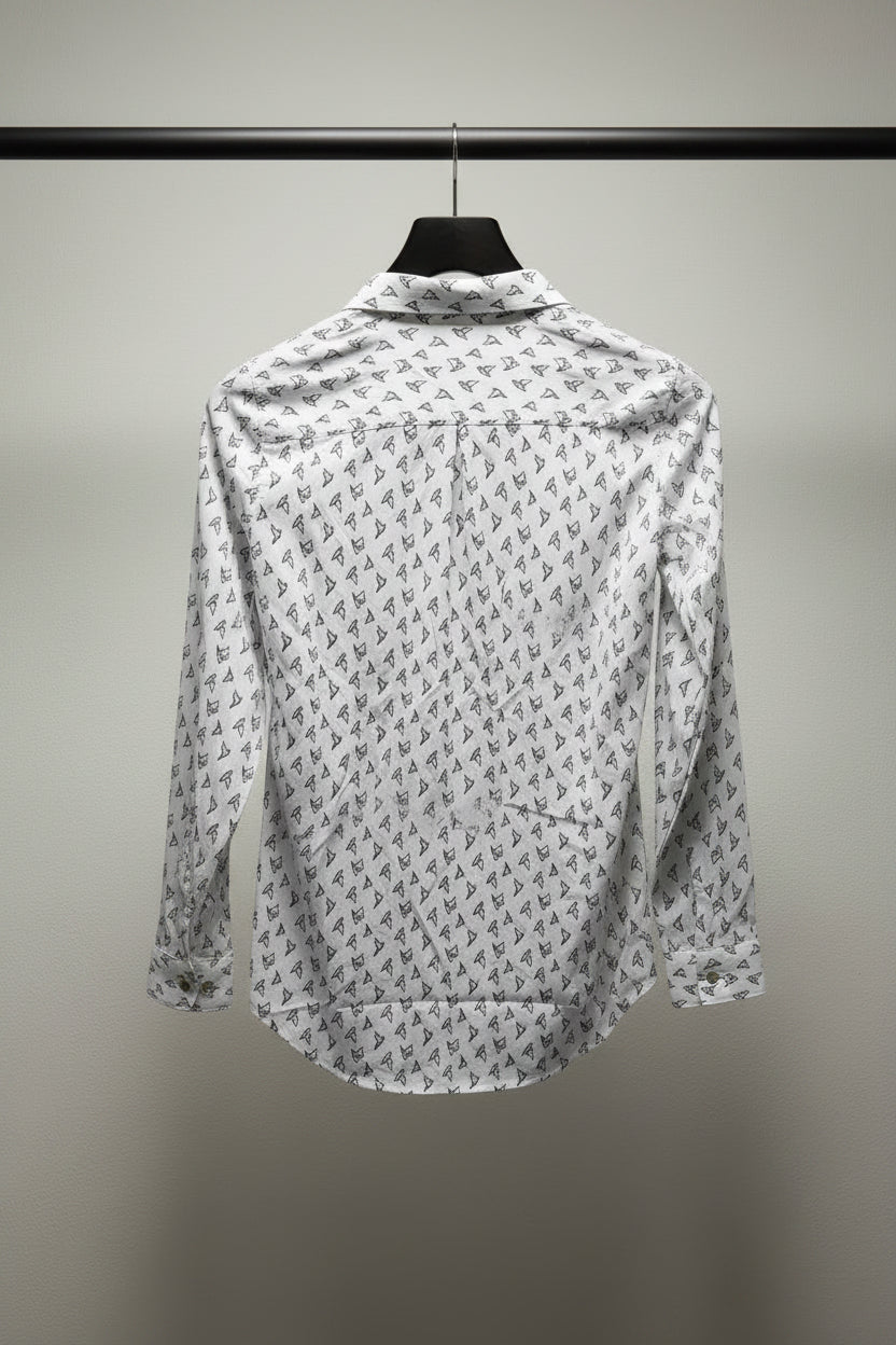 HOME TRAP White Bird Print Long Sleeve Shirt