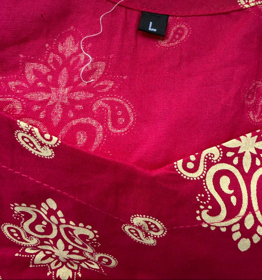Women's Pink Printed 3/4 Sleeve Kurta
