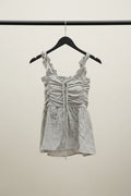 Women's Striped Ruched Sleeveless Top