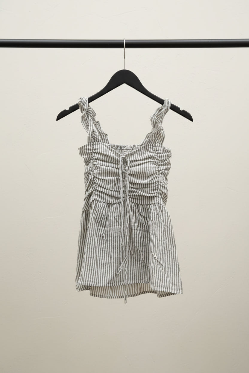 Women's Striped Ruched Sleeveless Top