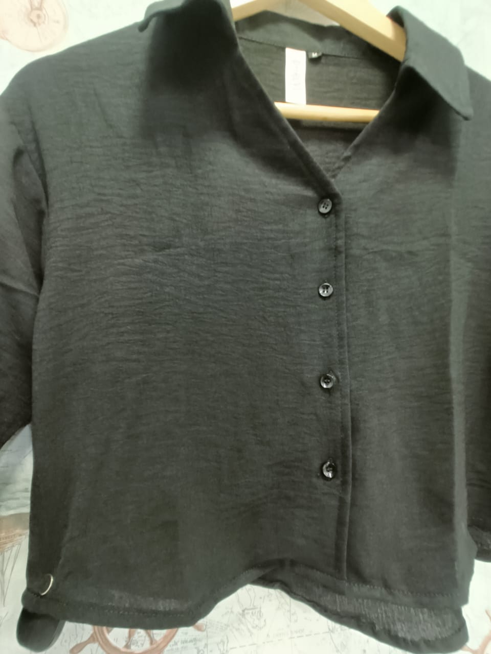 Women's Black Collared Long Sleeve Crop Top by Dhruvi Collection