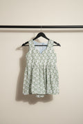 White Printed Sleeveless Peplum Top
