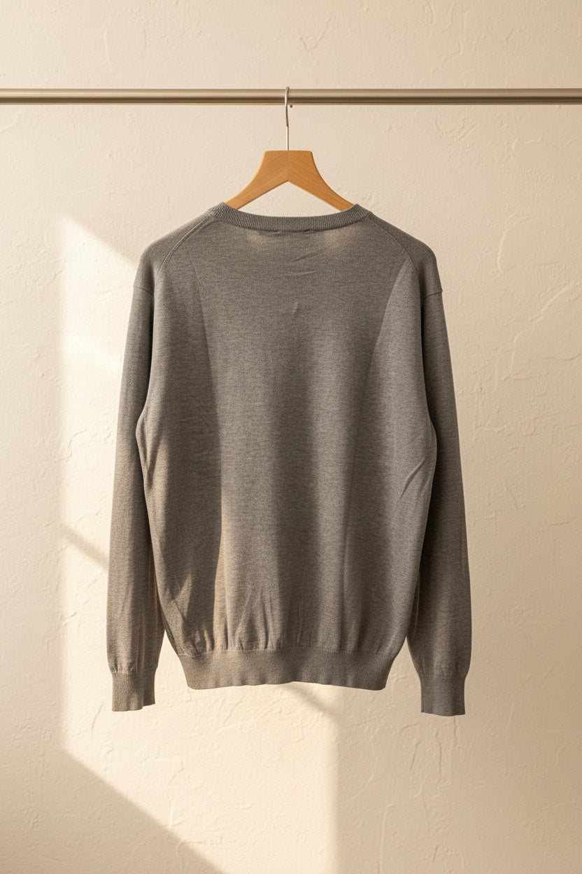 Legend Men's Grey Long Sleeve Crew Neck Sweater