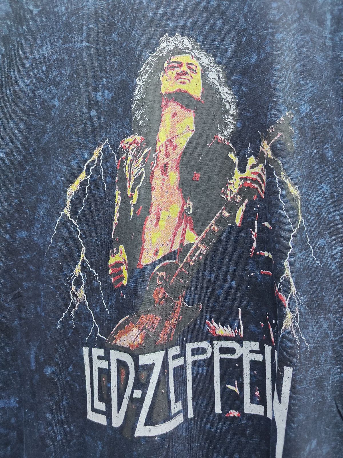 Led Zeppelin Graphic Print Acid Wash T-Shirt