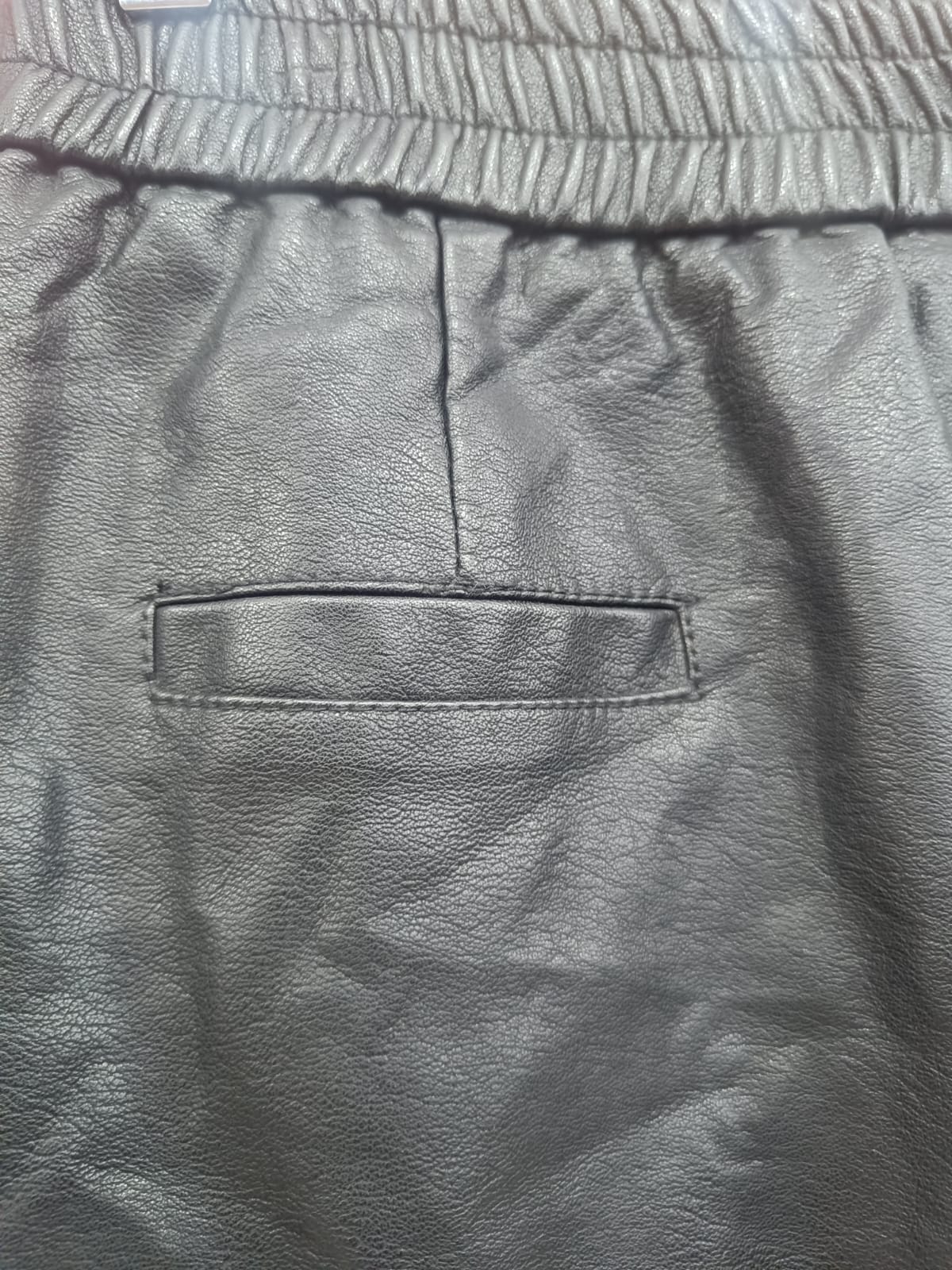 Black Faux Leather Elastic Waist Shorts